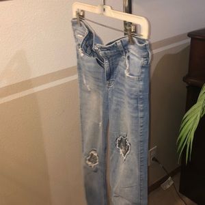 Hollister light wash jeans with flower patches